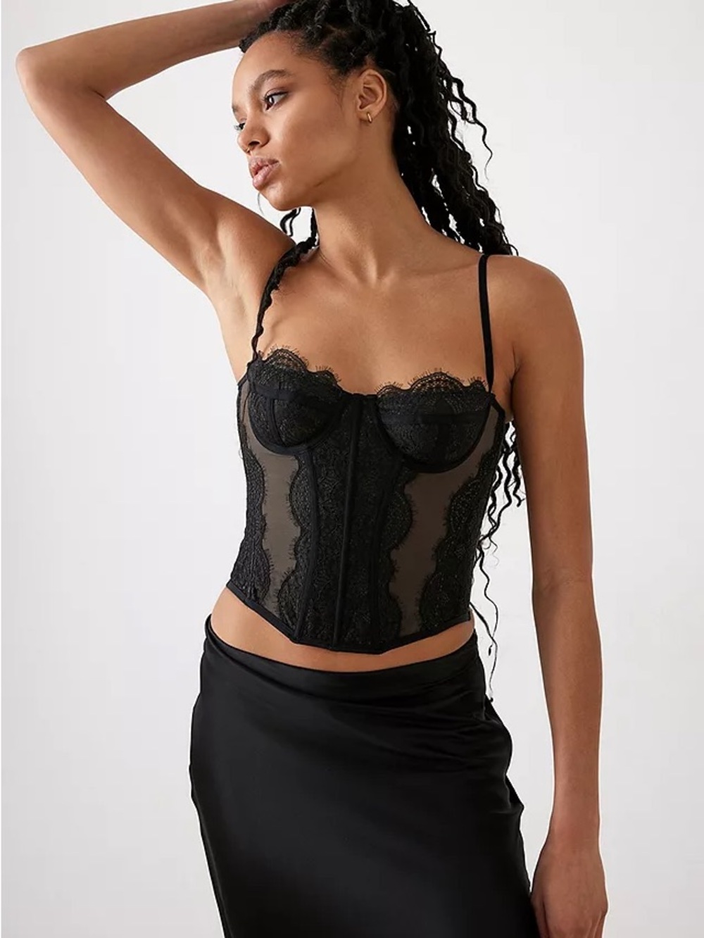 Urban Outfitters Out From Under Modern Love Corset Top Black Lace Brown Small